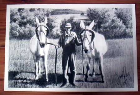 Print - Farmer and His Mules