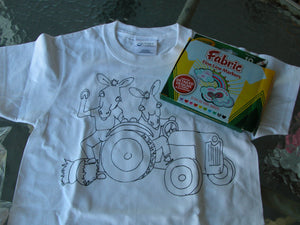 Childs T-shirt coloring kit (donkeys on tractor)