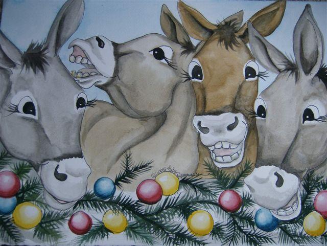 Card - Christmas Card - Mule Cartoon