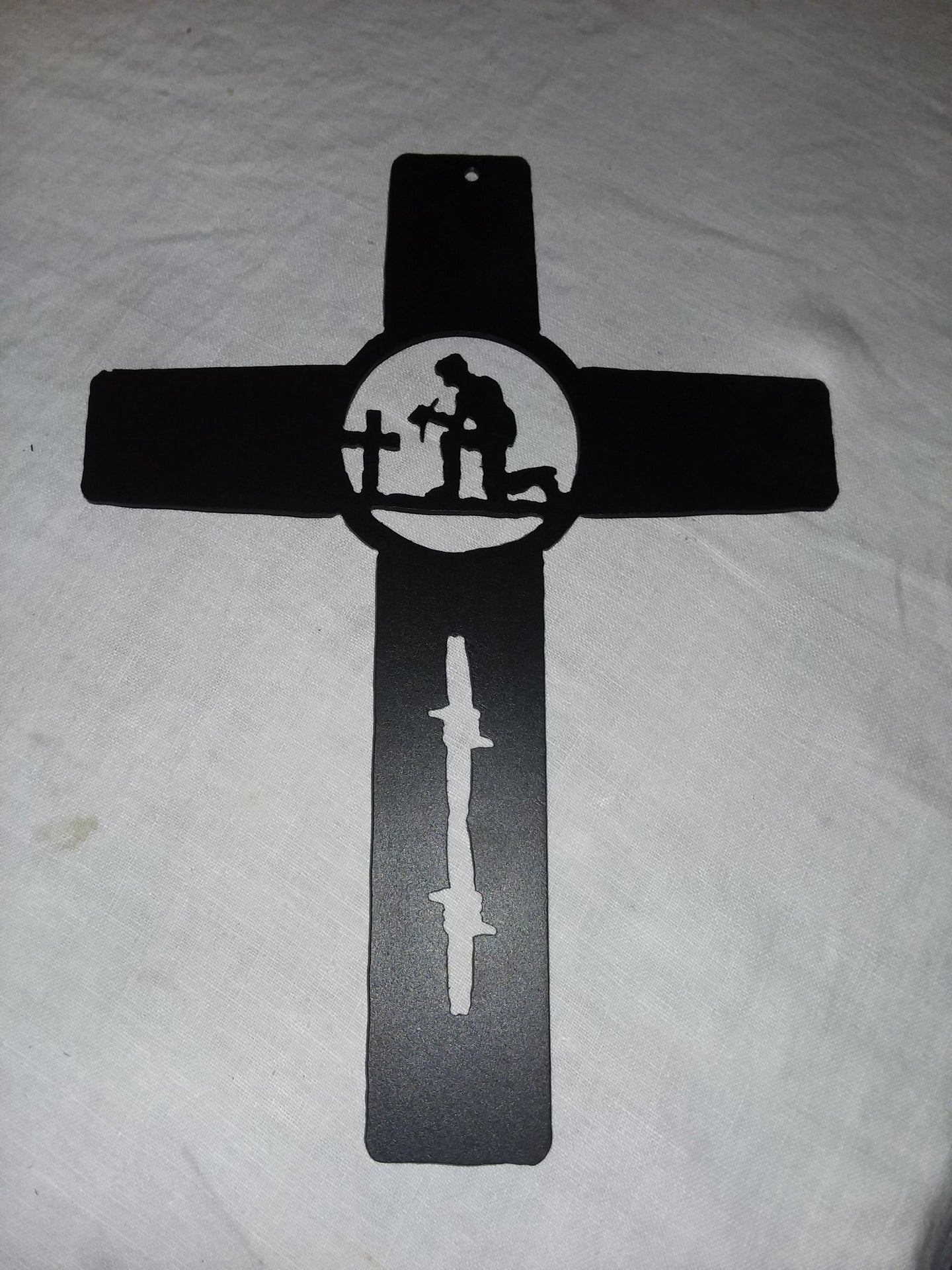 Metal Cross - Praying Cowboy or Mule or Donkey
