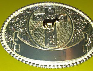 Jewelry - Montana Silversmiths - Belt Buckle - Donkey/Cross
